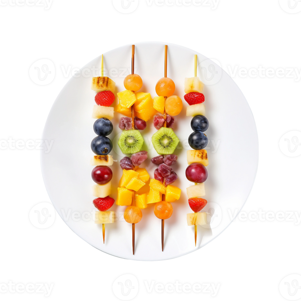 AI generated Colorful Fruit Kabob Skewer on Transparent Background. png