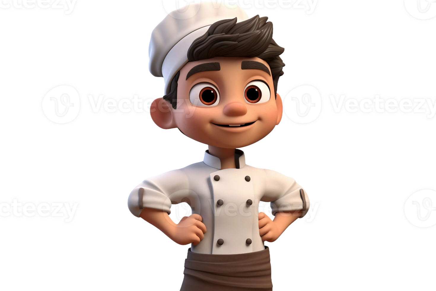 AI generated 3D Cartoon Child Character Wearing a Chef's Apron Isolated on Transparent Background. png