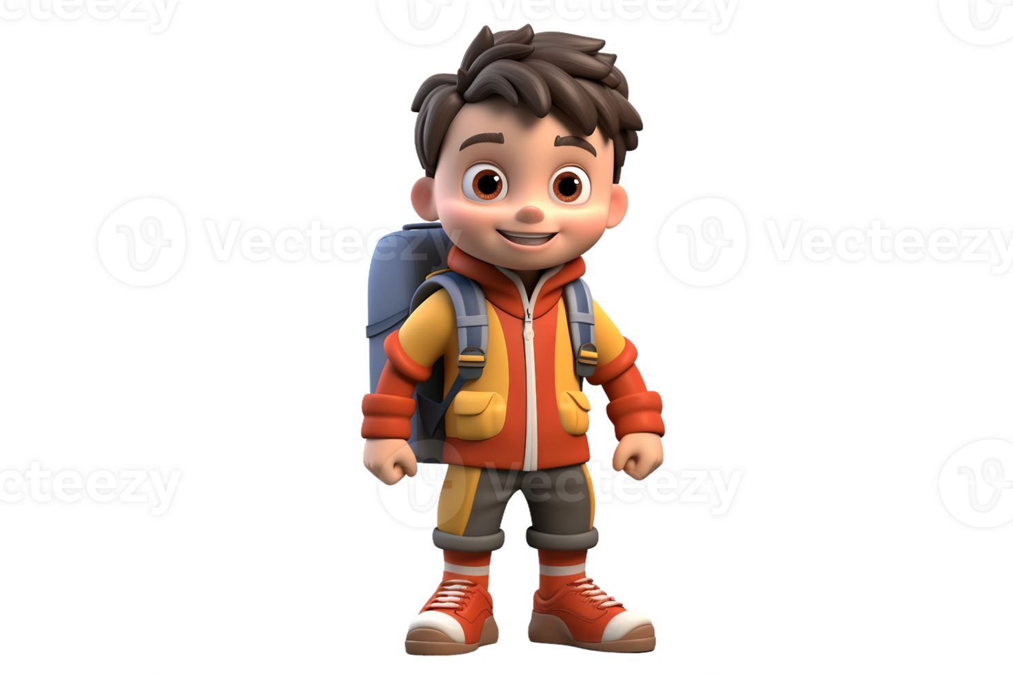 AI generated 3D Cartoon Child Character Wearing a Backpack Isolated on Transparent Background. png