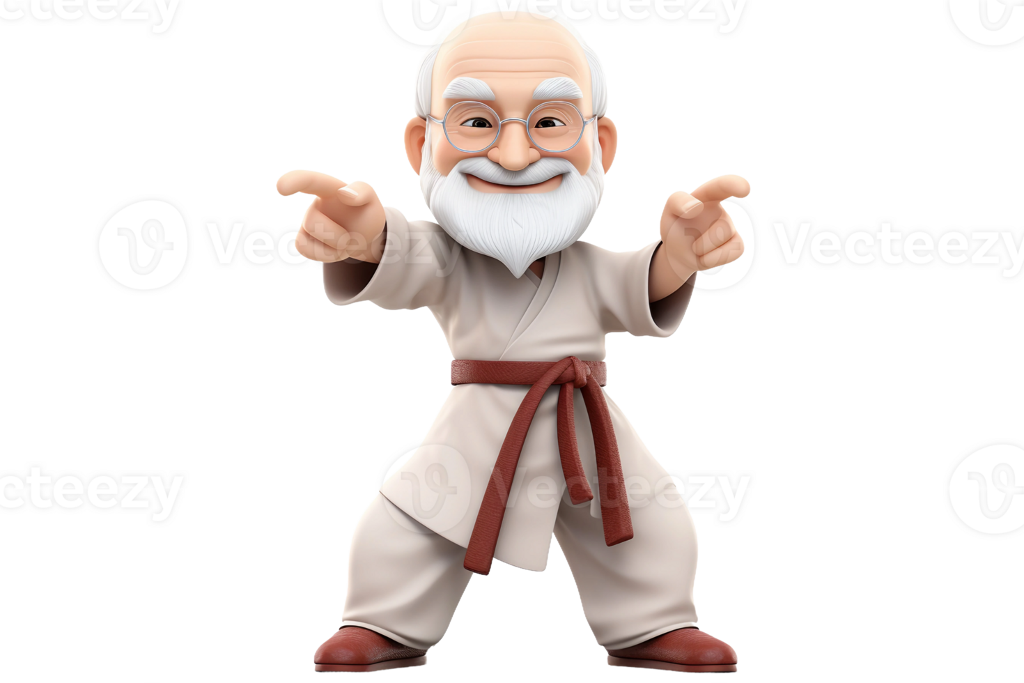 AI generated 3D Cartoon Character Engaged in Tai Chi Isolated on Transparent Background. png