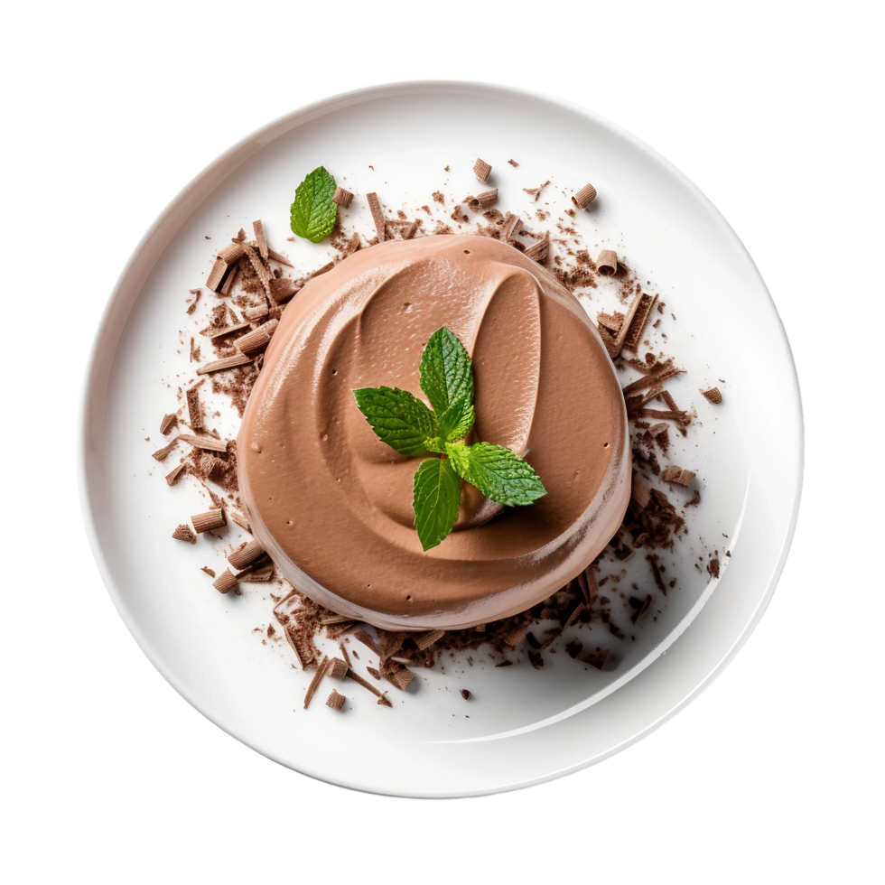 ai generado chocolate mousse postre en transparente antecedentes. png