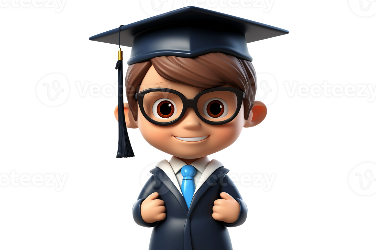 AI generated 3D Cartoon Child Character in a Graduation Cap, Isolated on Transparent Background. png