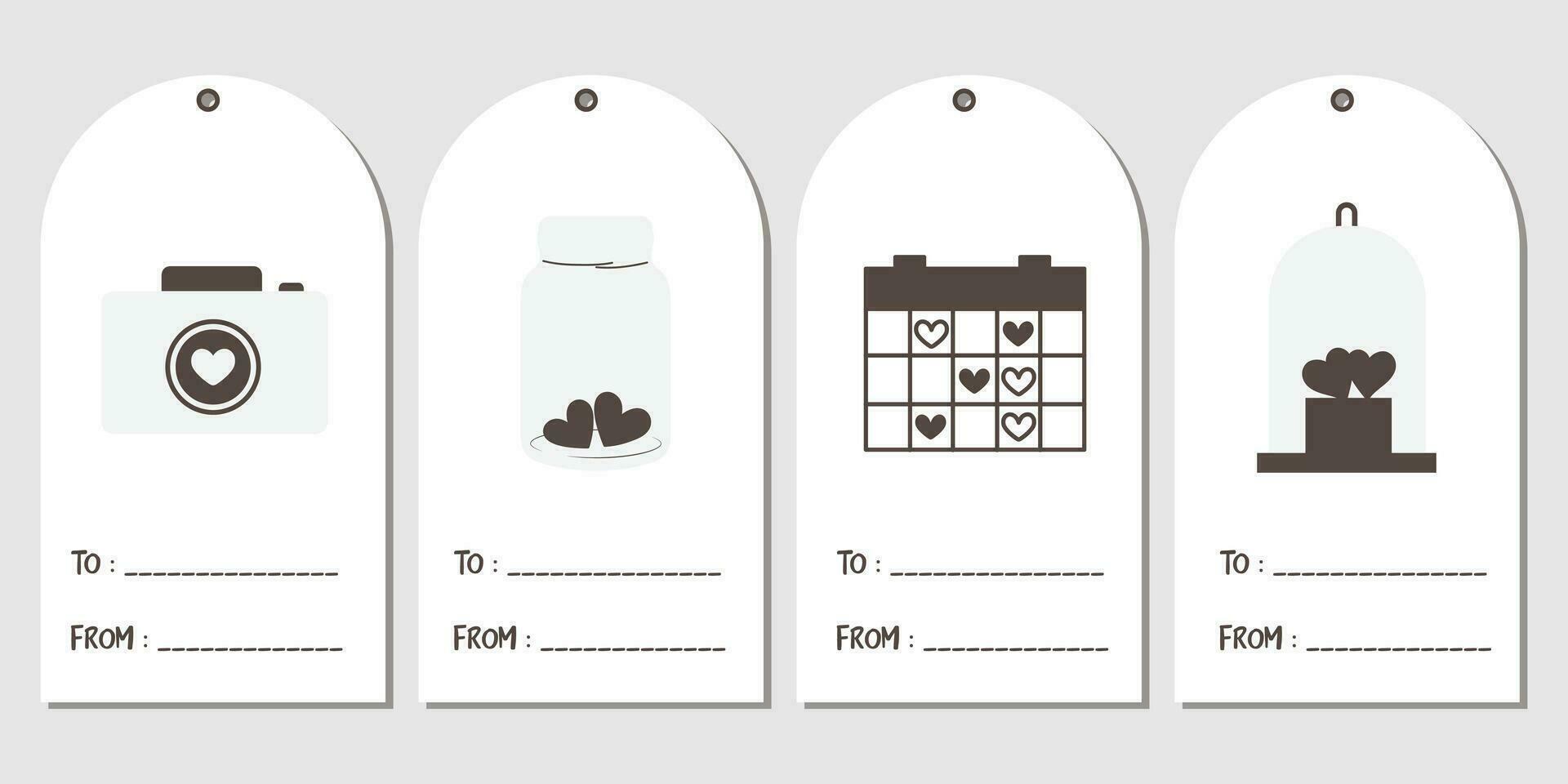 Set of Valentines day gift tag. vector