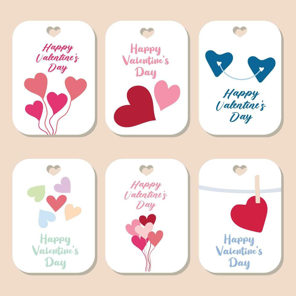 Set of Valentines day gift tag. vector