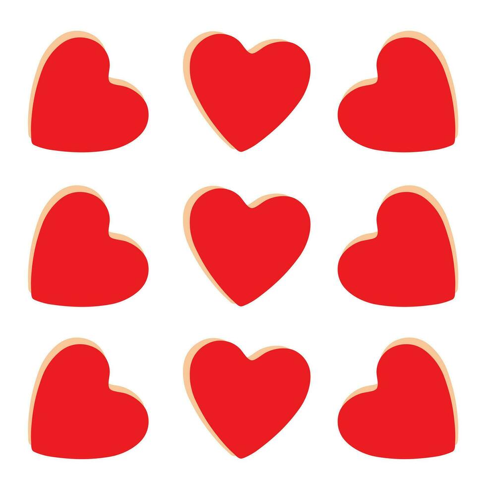 Set of isolate red hearts for Valentine's day and more decorative. vector
