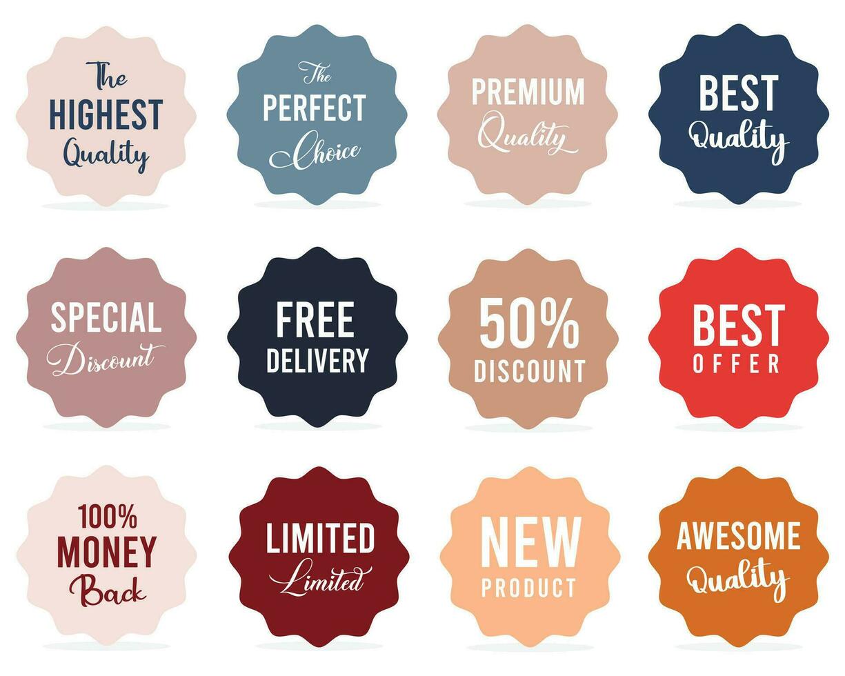 Set of Price tags. Promotional sale badge and retail paper stickers. vector
