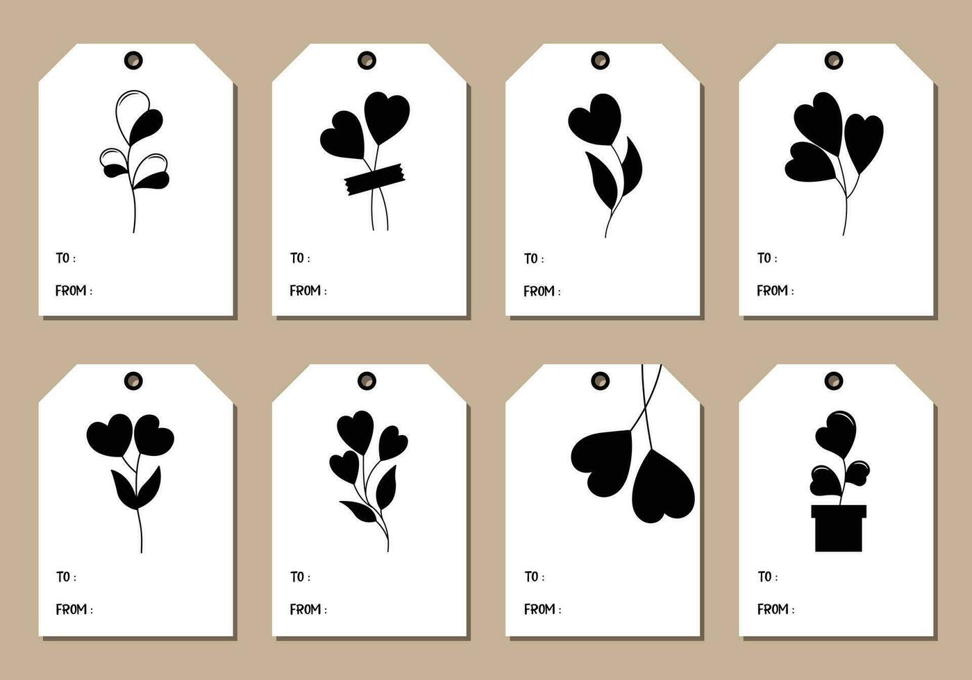 Set of Valentines day gift tag. vector