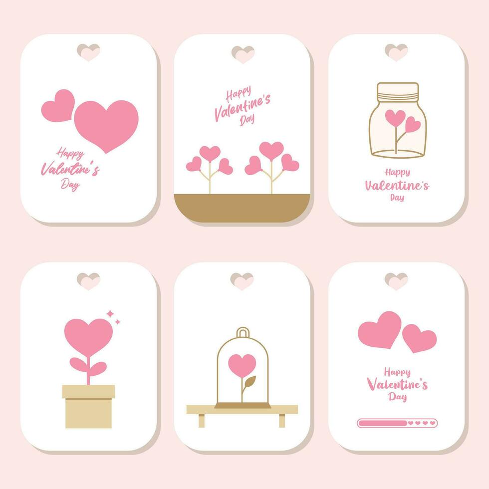 Set of Valentines day gift tag. vector