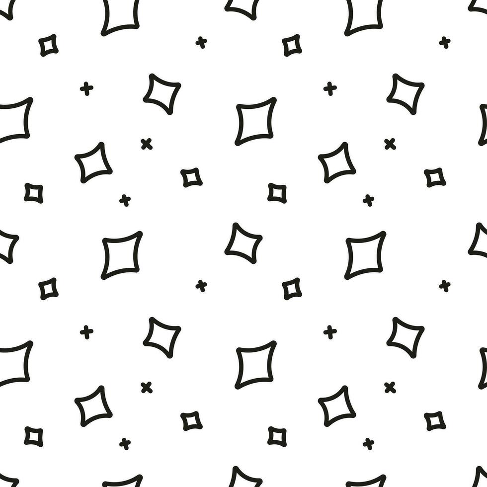 Starry sky. Cartoon stars on white background. Seamless vector pattern background for textile, fabric, wallpaper, wrapping.