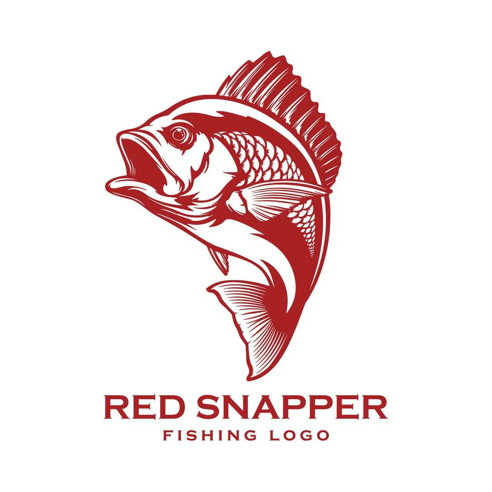 rojo pargo pescar logo vector