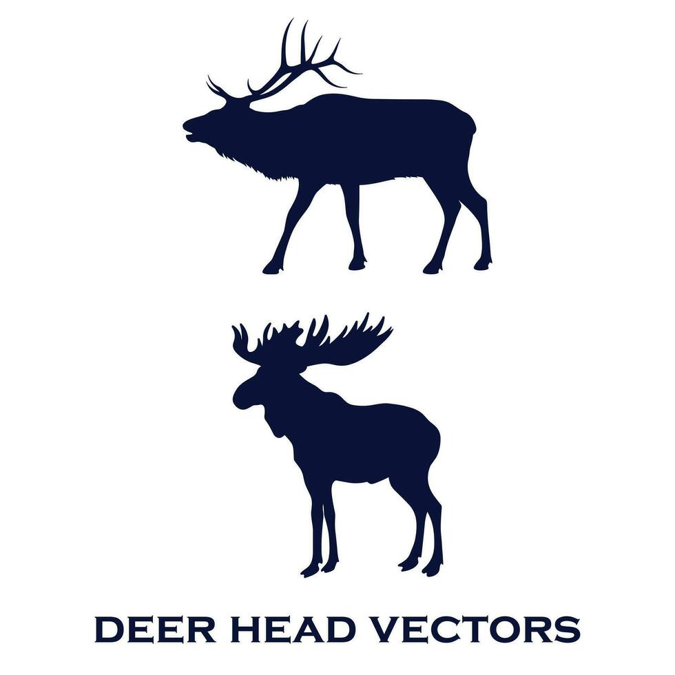 Clásico ciervo cabeza logo diseño en pie vector