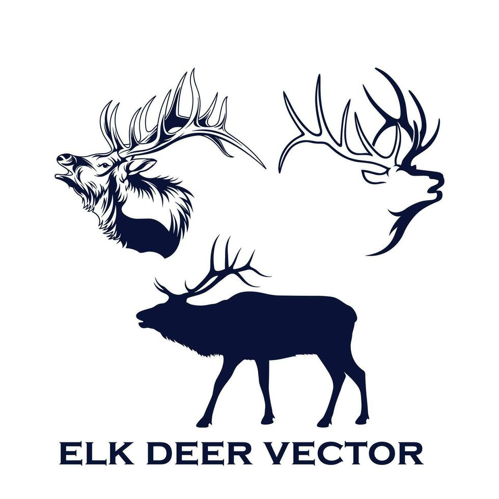 vintage elk deer head logo design vector