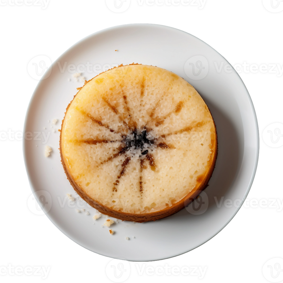 AI generated Vanilla Bean Cake on a White Plate on Transparent Background. png
