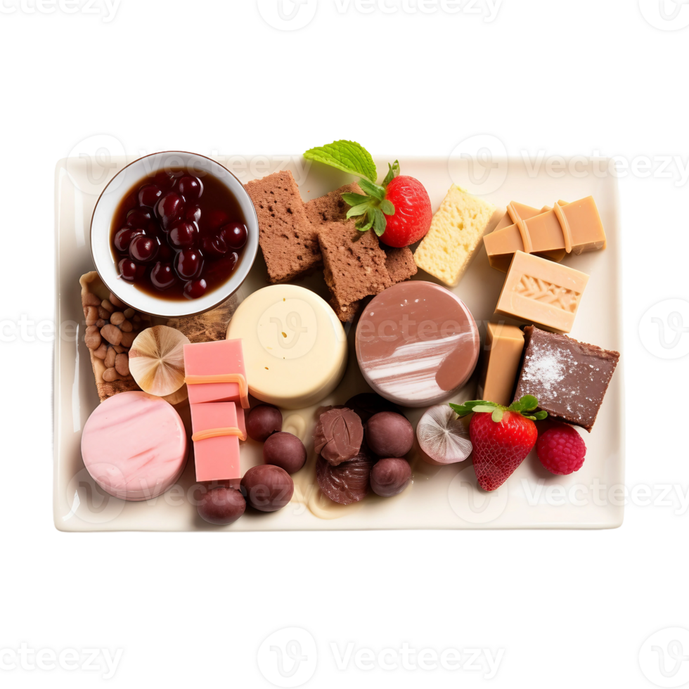 AI generated Mixed Dessert Charcuterie Board on Transparent Background. png