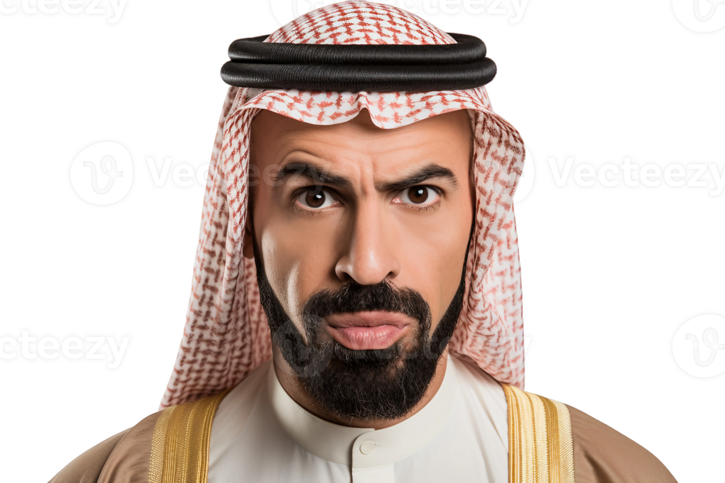 AI generated Arab Man Face Portrait with Transparent Background. png