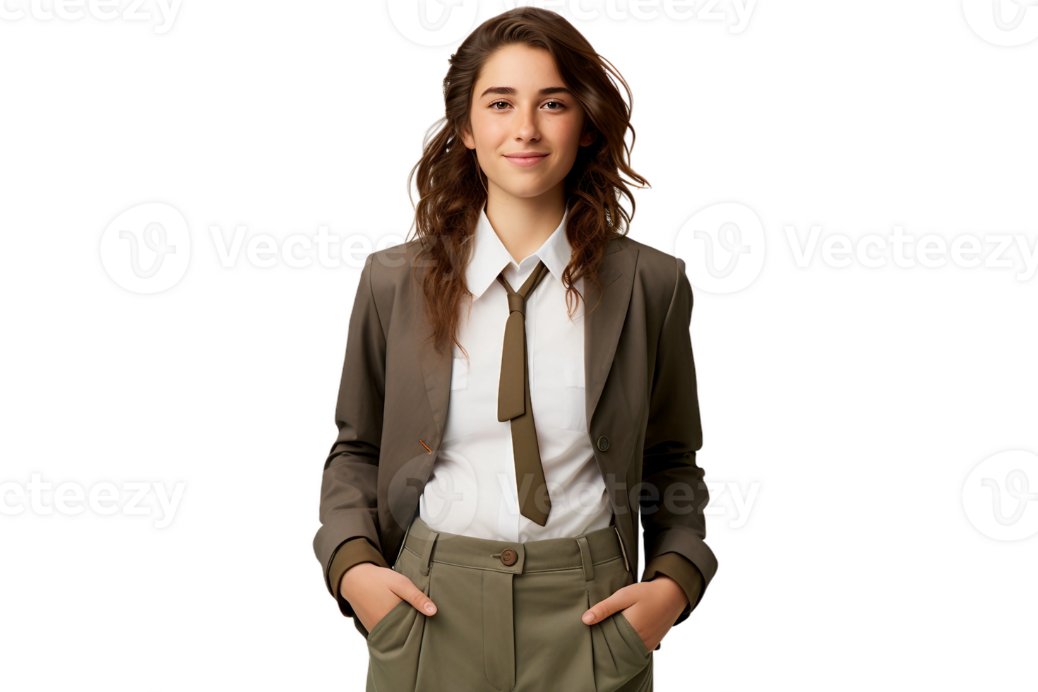 AI generated Female Field Worker in Business Attire with Transparent Background. png