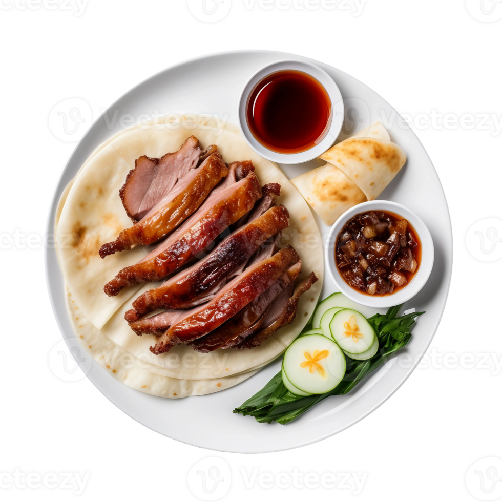 AI generated Peking Duck With Pancakes Placed on on Transparent Background. png