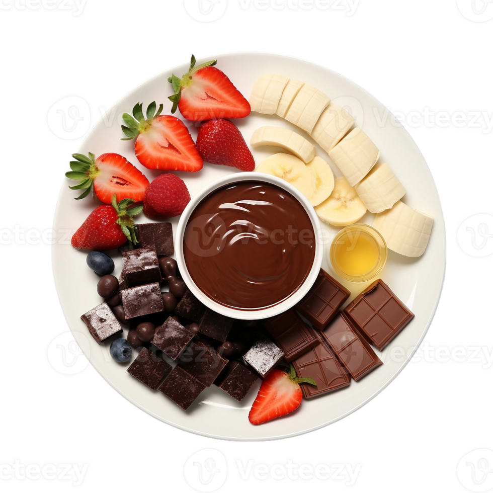 AI generated Chocolate Fondue Spread on Transparent Background. png