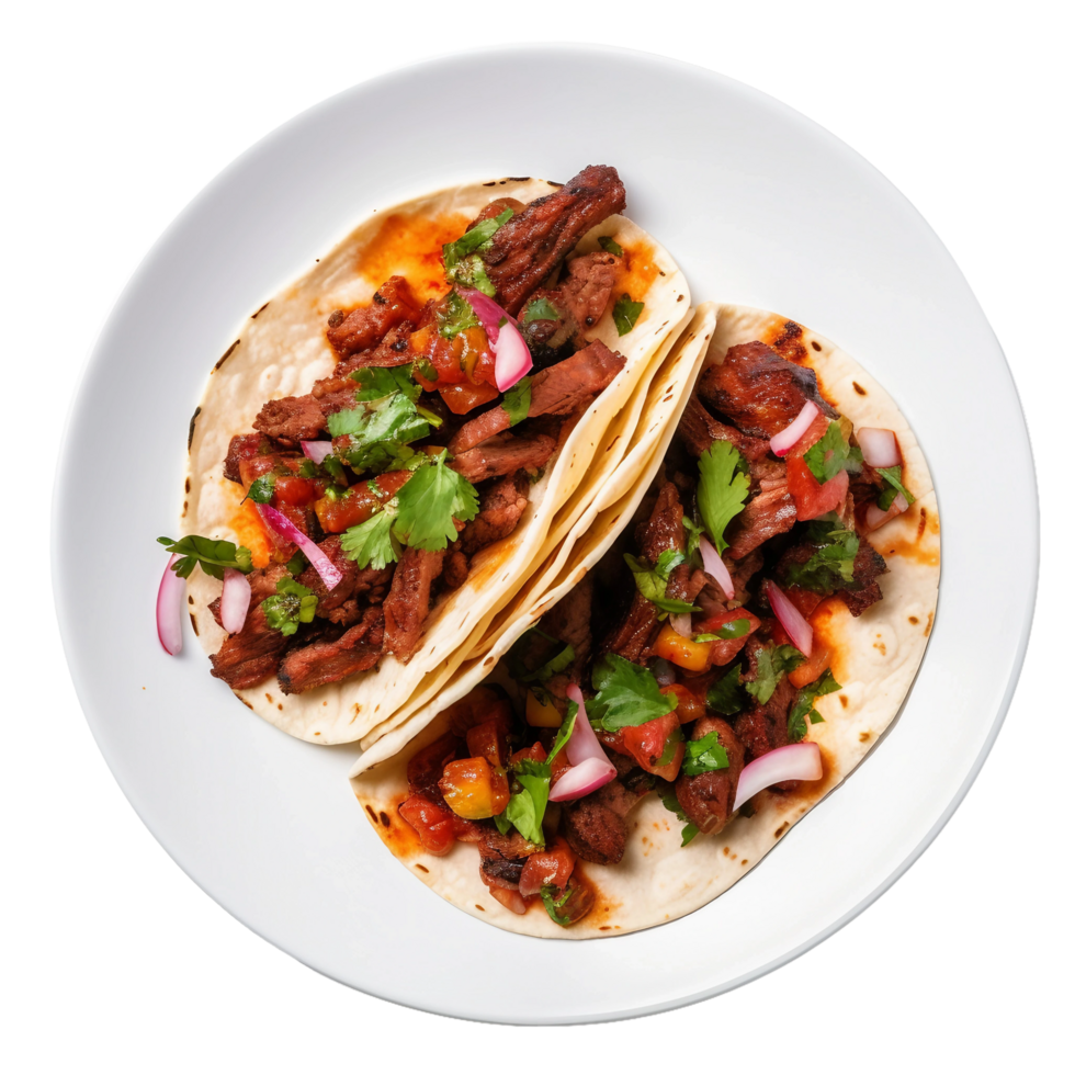 AI generated Delicious Tacos Al Pastor Placed on Transparent Background. png