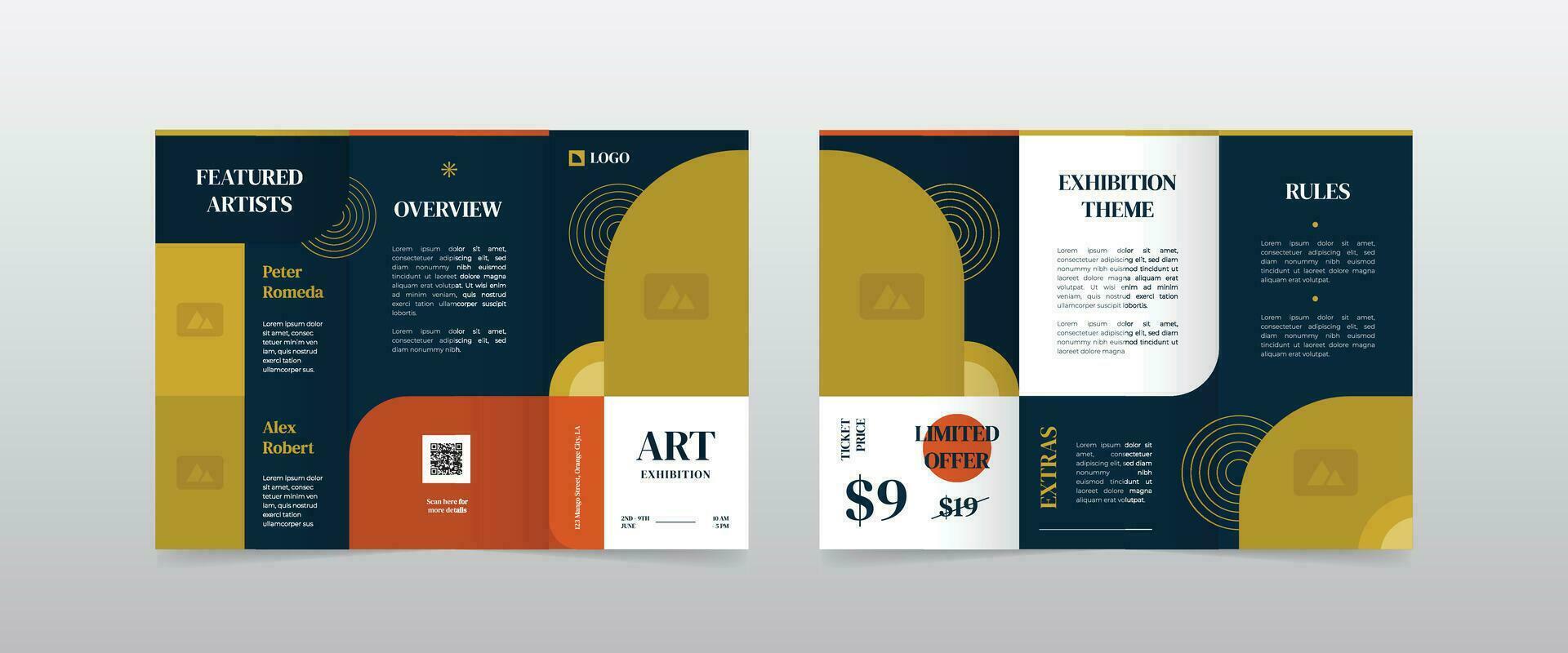 modern exhibition trifold brochure design vector