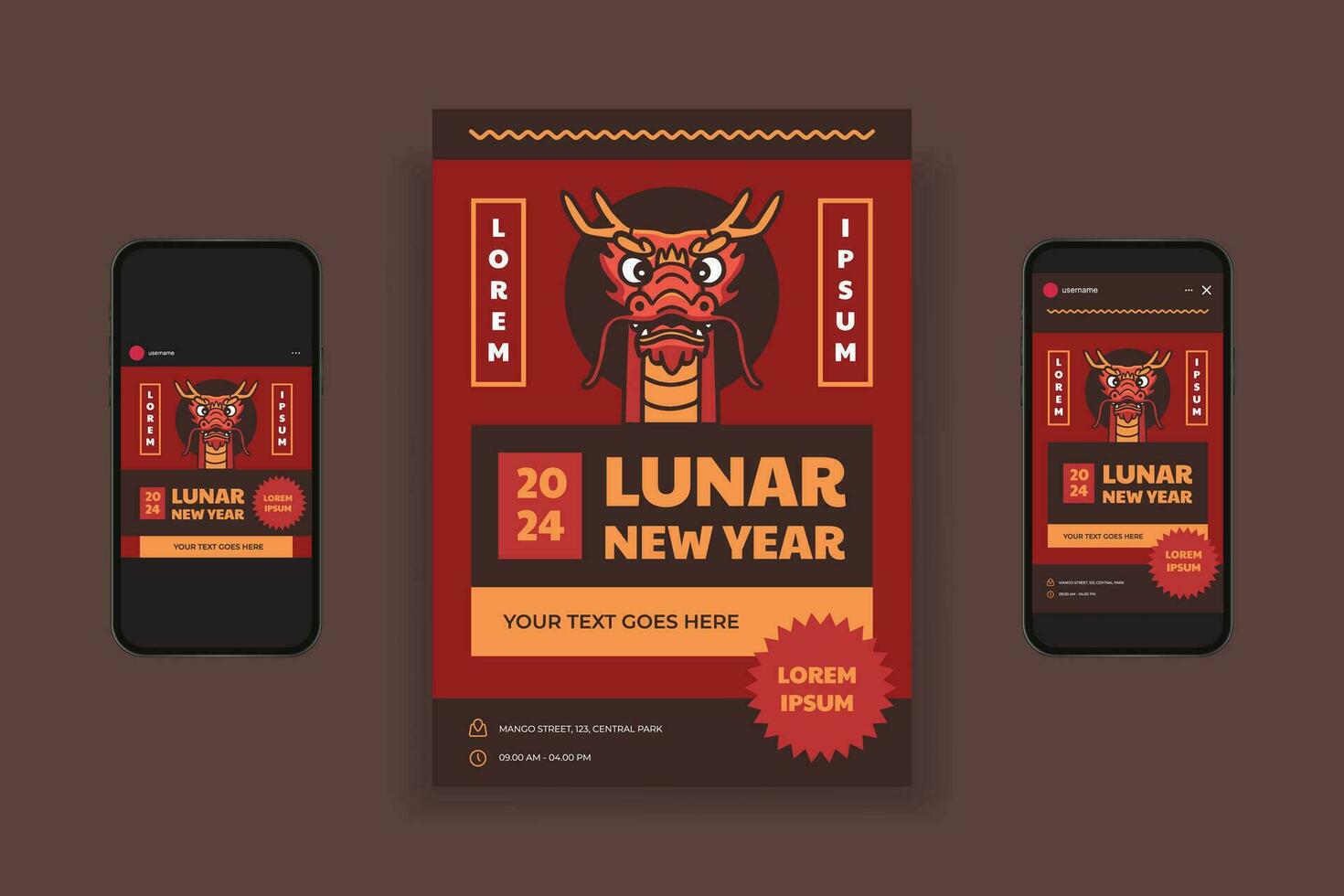 lunar new year flyer design vector