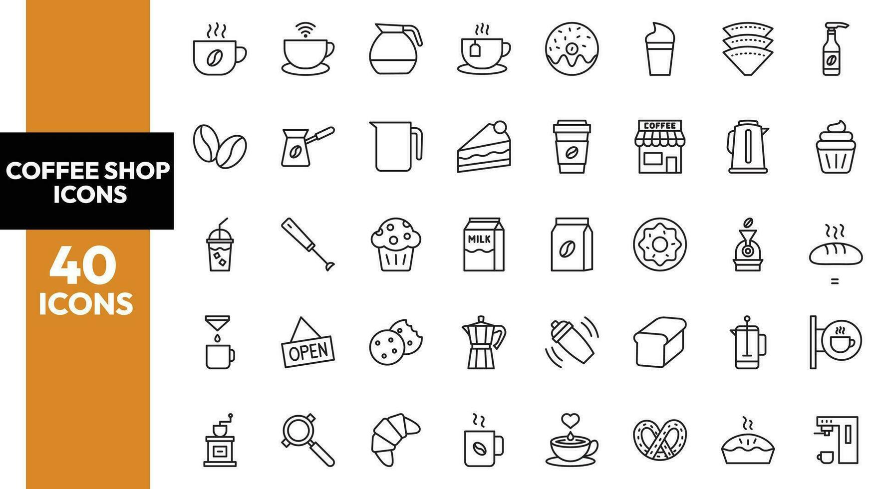 café tienda iconos, café tienda icono embalar, café íconos vector