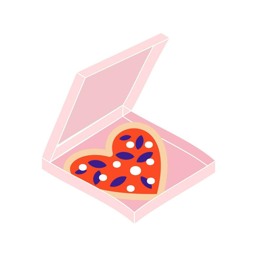 dibujos animados romántico amor san valentin día elementos y pegatinas corazón forma, dulces, pastel y flores vector símbolo. san valentin día romántico objetos. caja con diamante anillo, sobre con carta.