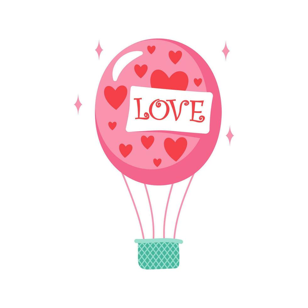Cartoon romantic love Valentines day elements and stickers. Heart shape, sweets, cake and flowers vector symbol. Valentines day romantic objects. Box with diamond ring, envelope with letter.