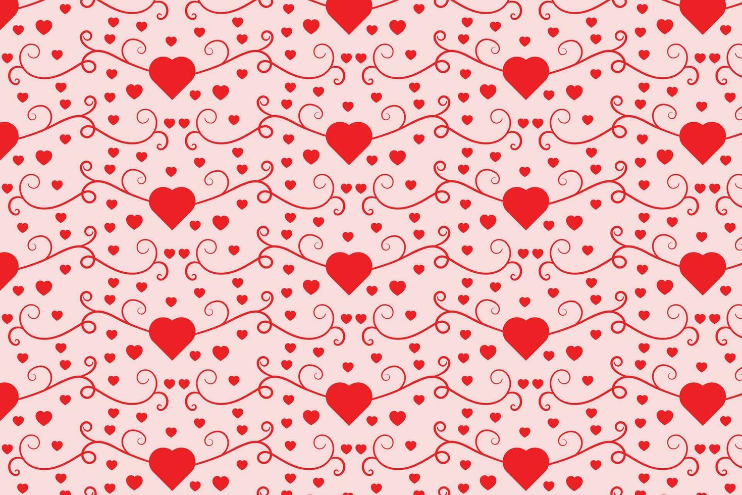 florece arremolinándose corazones sin costura patrón, resumen corazones remolinos patrón, san valentin día elegante sin costura fondo, Rizado corazones repitiendo fondo, rojo amor romántico textura envase papel vector