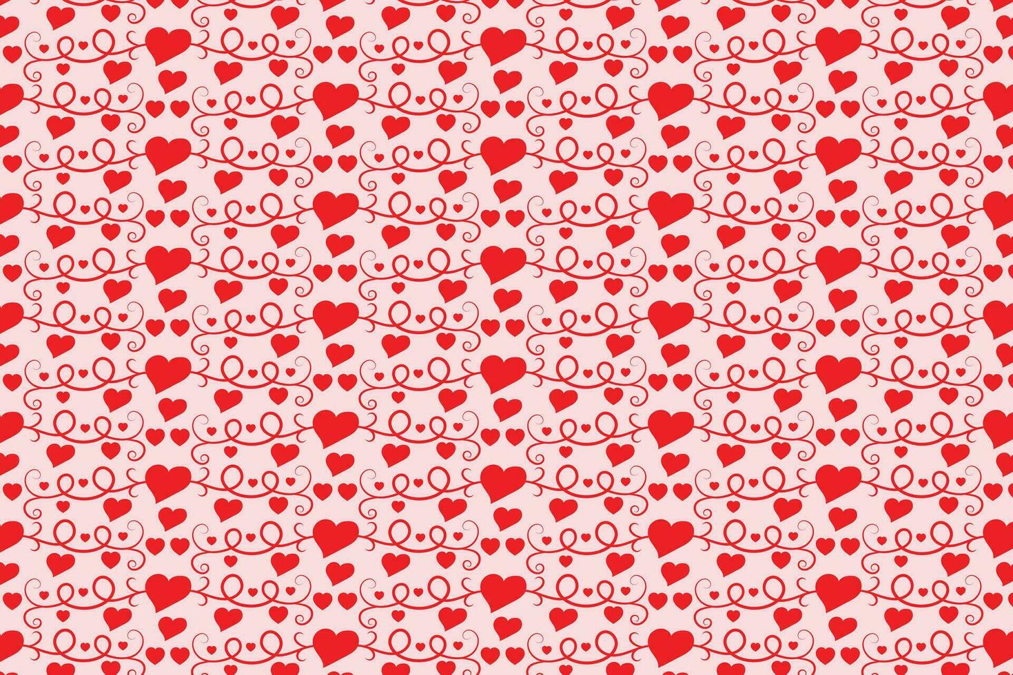 florece arremolinándose corazones sin costura patrón, resumen corazones remolinos patrón, san valentin día elegante sin costura fondo, Rizado corazones repitiendo fondo, rojo amor romántico textura envase papel vector