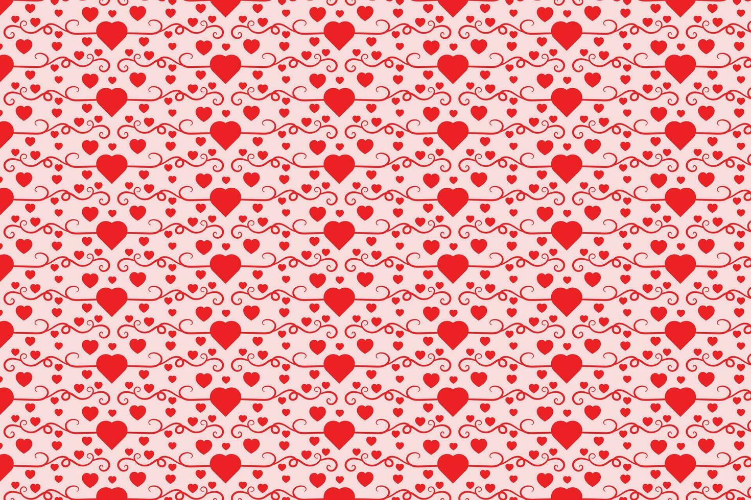 Flourishes Swirling hearts seamless pattern, abstract hearts Swirls pattern, valentines day Elegant seamless background, curly hearts repeating background, Red love romantic texture wrapping paper vector