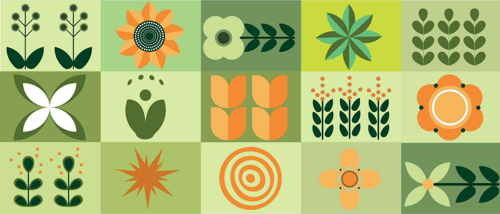 geométrico floral modelo. escandinavo estilo. natural orgánico flor plantas, eco agricultura concepto. primavera concepto. resumen vector mínimo ilustración.