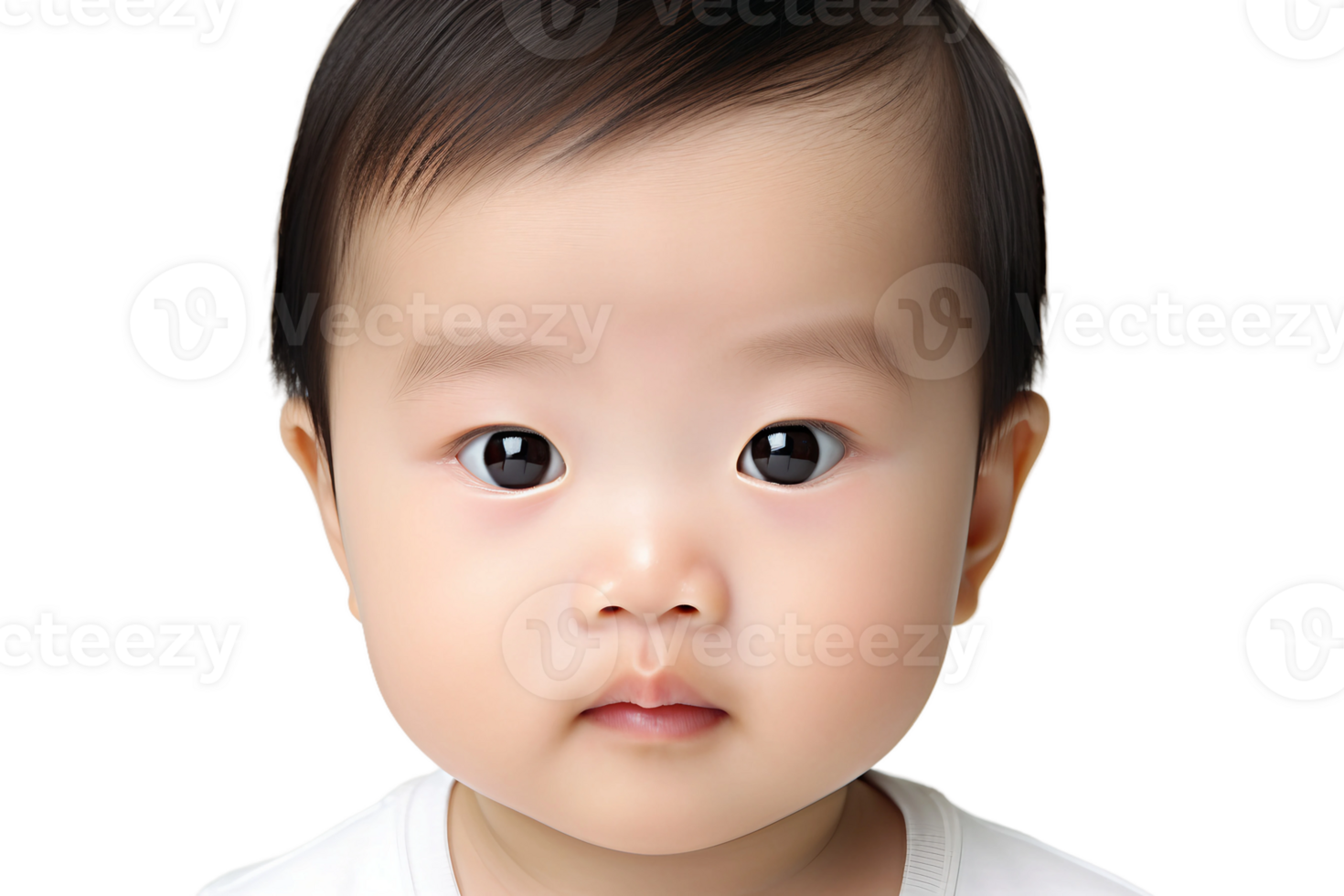 AI generated Asian Baby Face Shot with Transparent Background. png