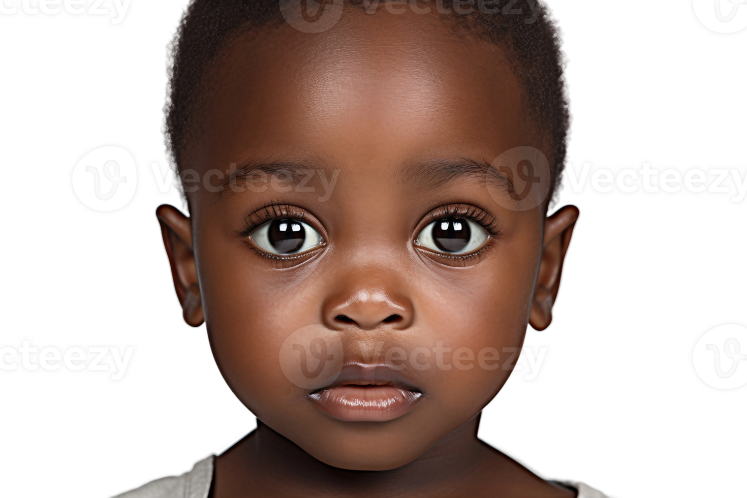 ai generato africano bambino viso tiro con trasparente sfondo. png