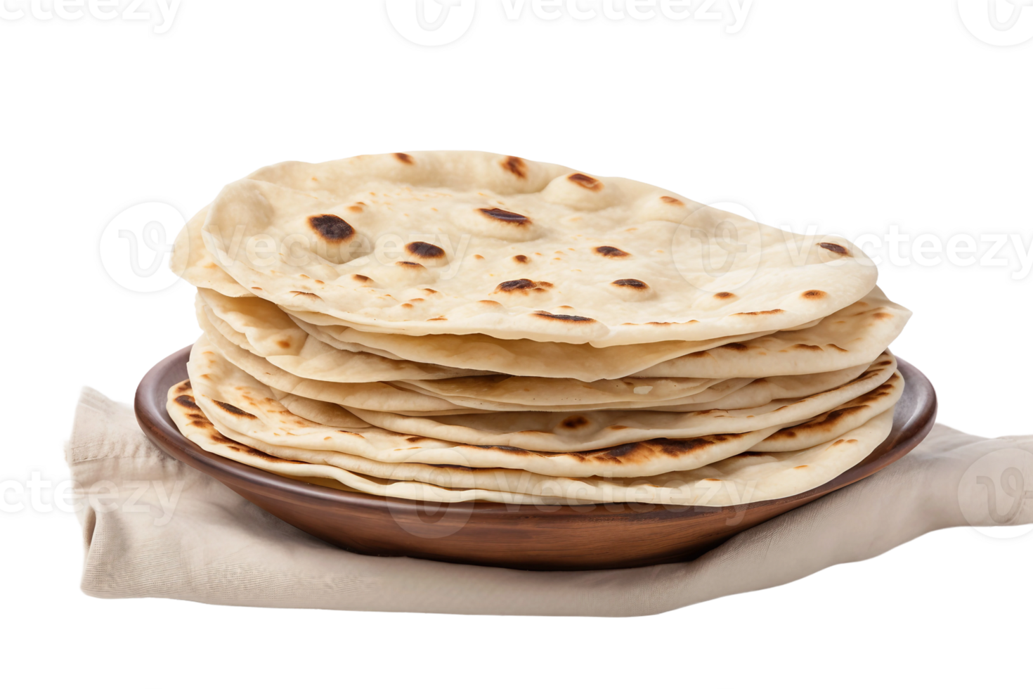 AI generated Chapati with Transparent Background. png