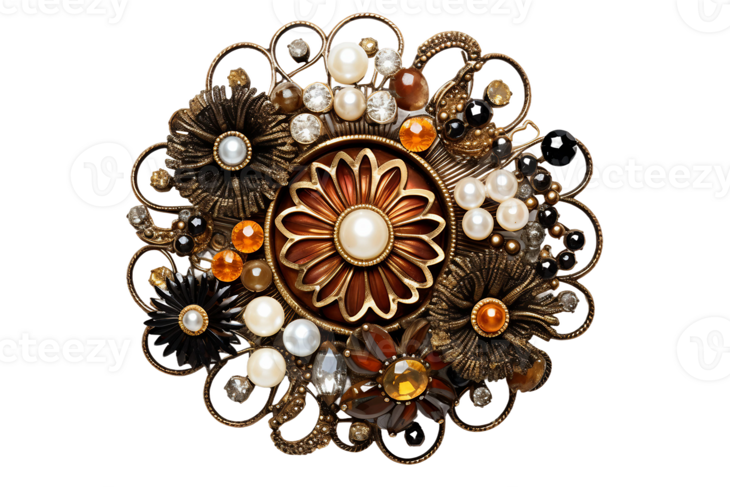 AI generated Brooch with Transparent Background. png