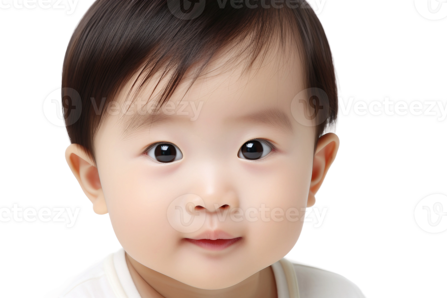 AI generated Asian Baby Face Shot with Transparent Background. png