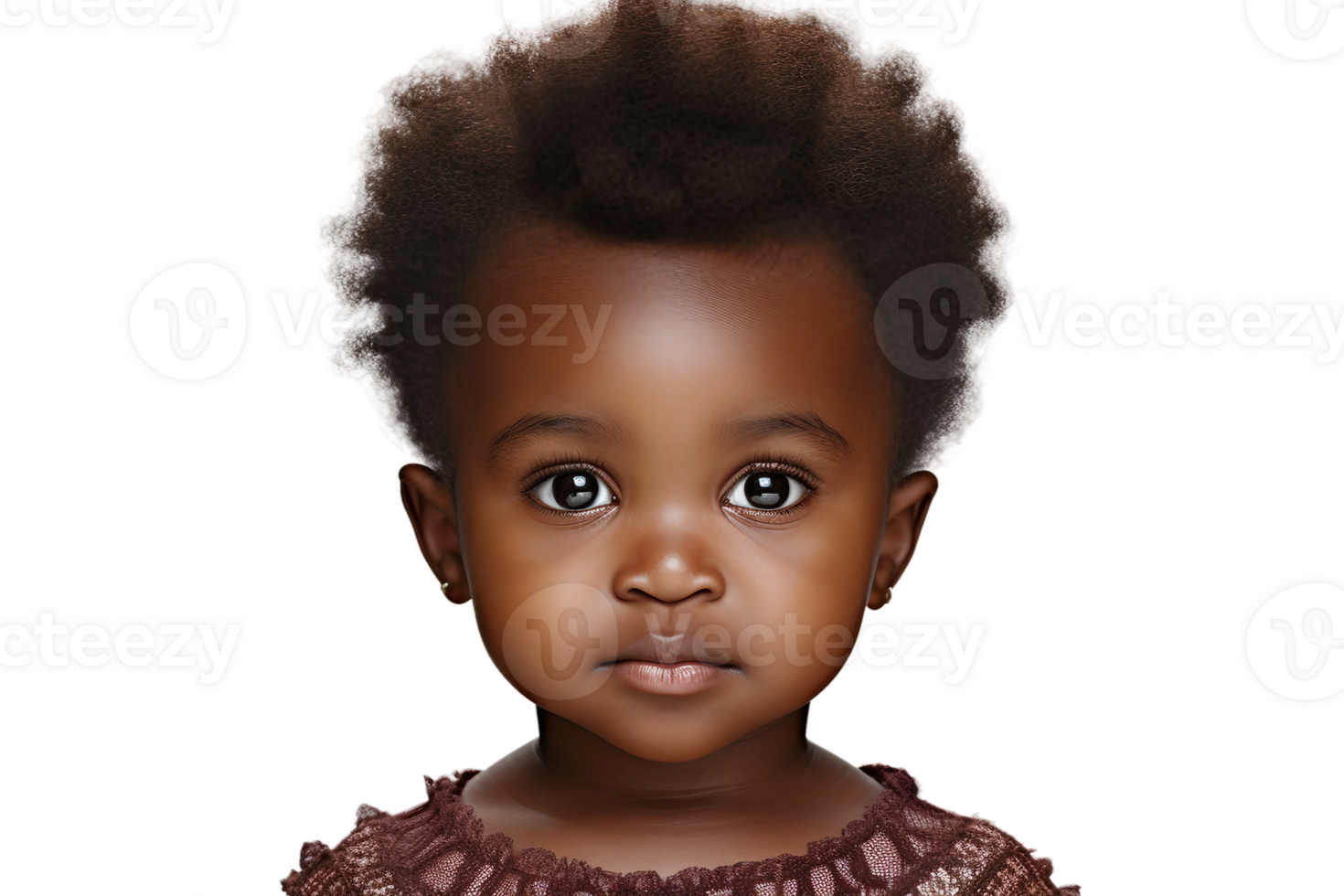 AI generated African Baby Face Shot with Transparent Background. png