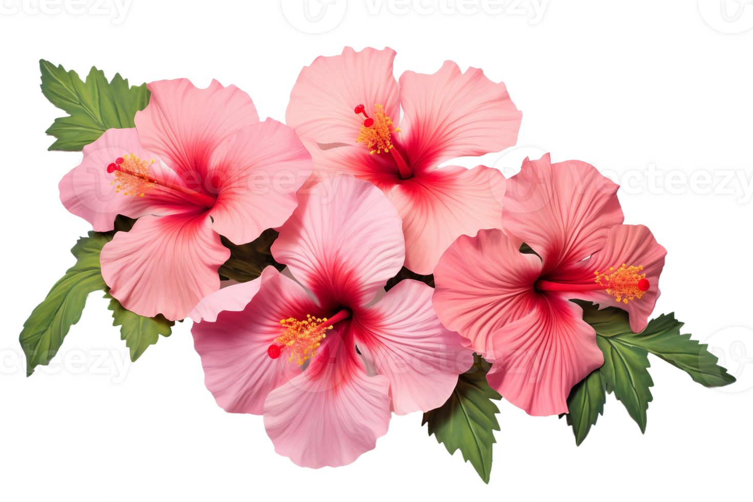 AI generated Hibiscus with Transparent Background. png