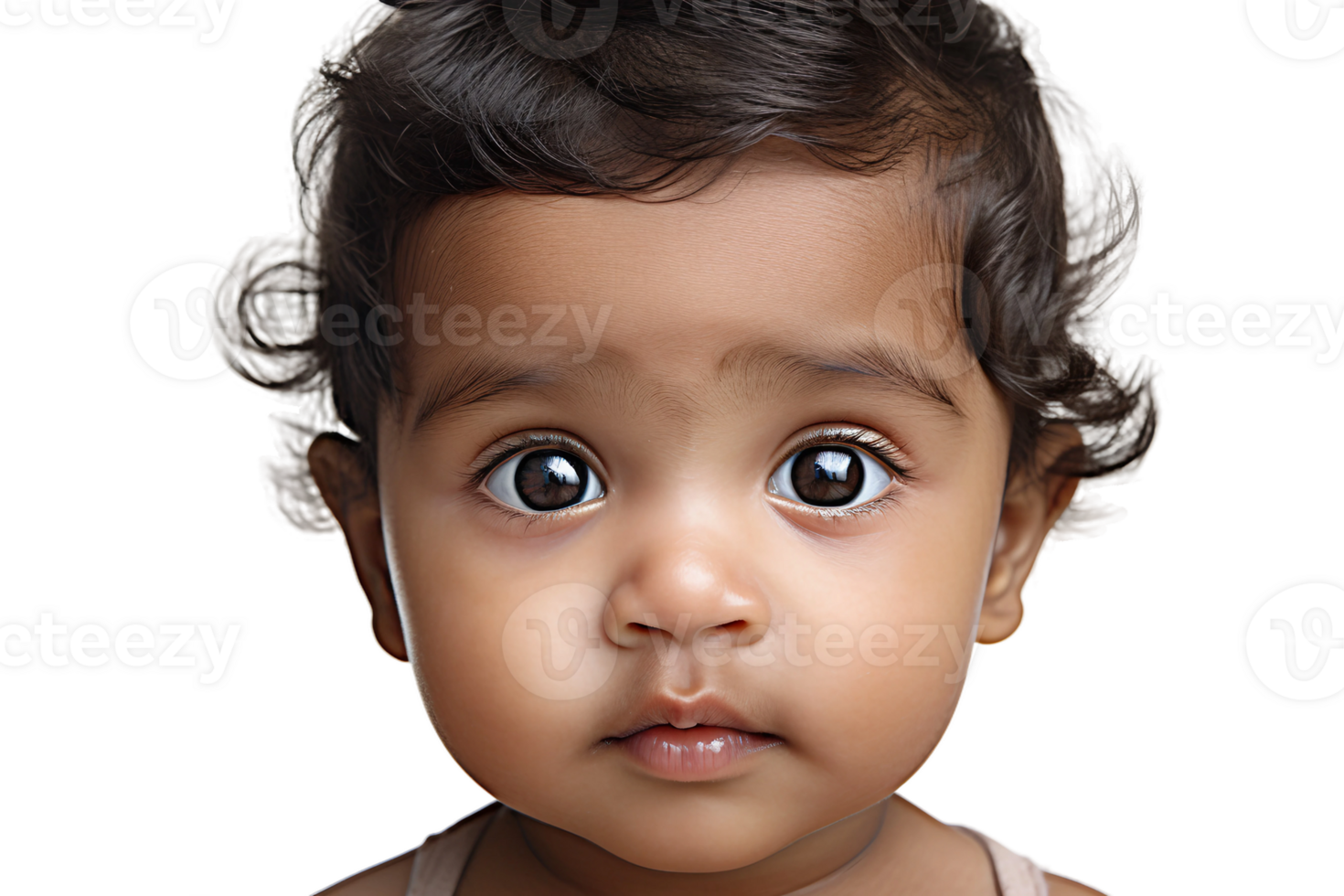 ai généré Indien bébé portrait avec une transparent Contexte. png