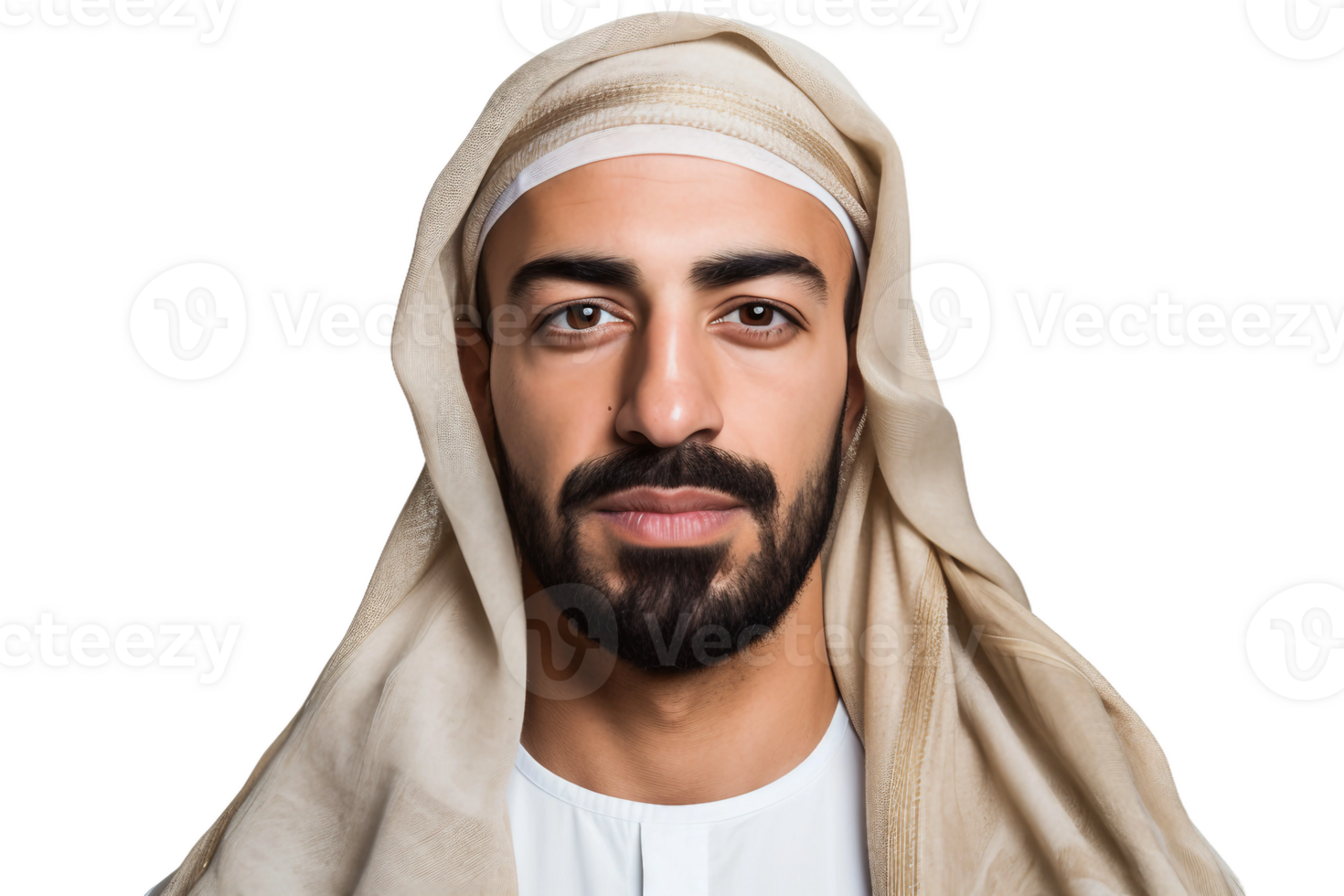 AI generated Arab Man Face Portrait with Transparent Background. png