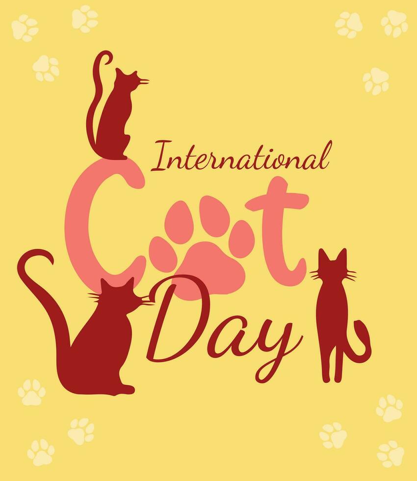 internacional gato día póster vector ilustración