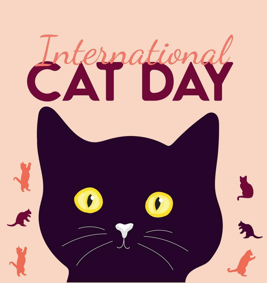 internacional gato día póster vector ilustración