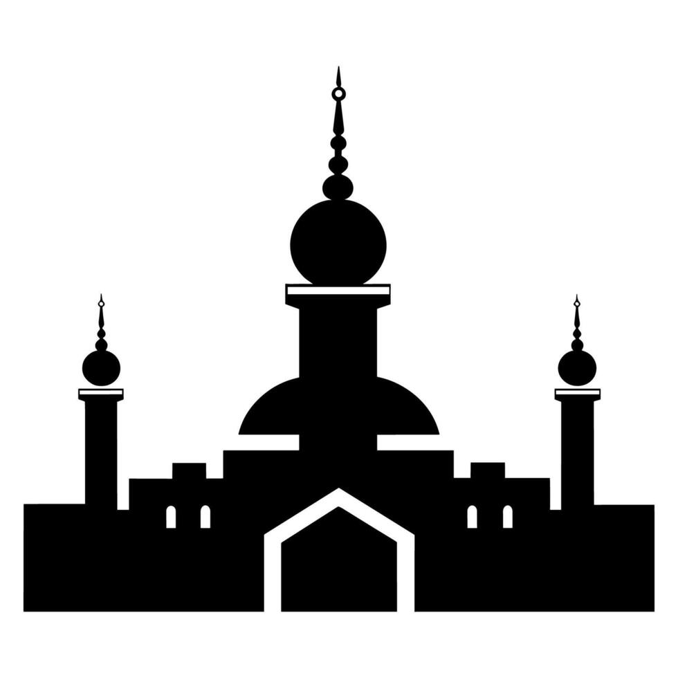 Vector illustration of a Muslim Mosque Silhouette. Highly Detailed Mosques Silhouette.