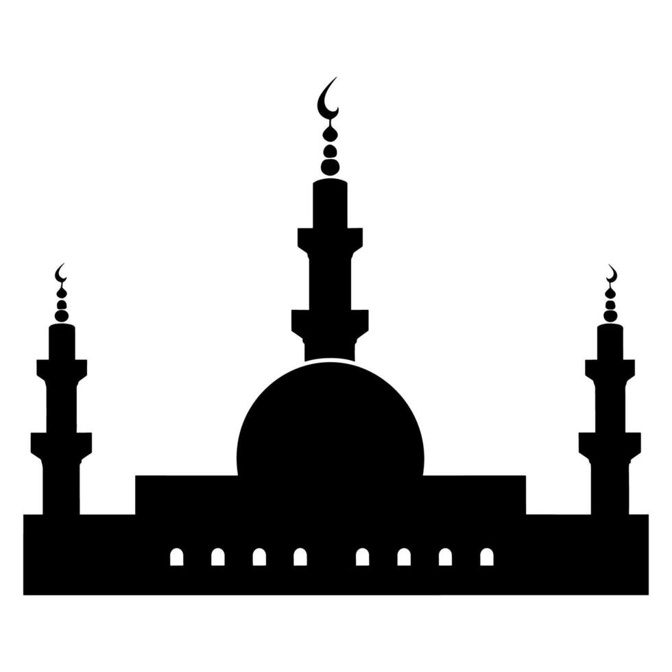 Vector illustration of a Muslim Mosque Silhouette. Highly Detailed Mosques Silhouette.