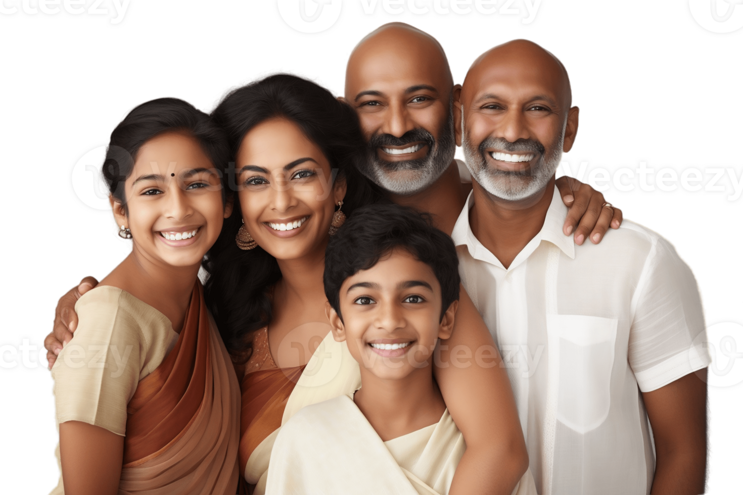 AI generated Joyful Indian Family on Transparent Background. AI png