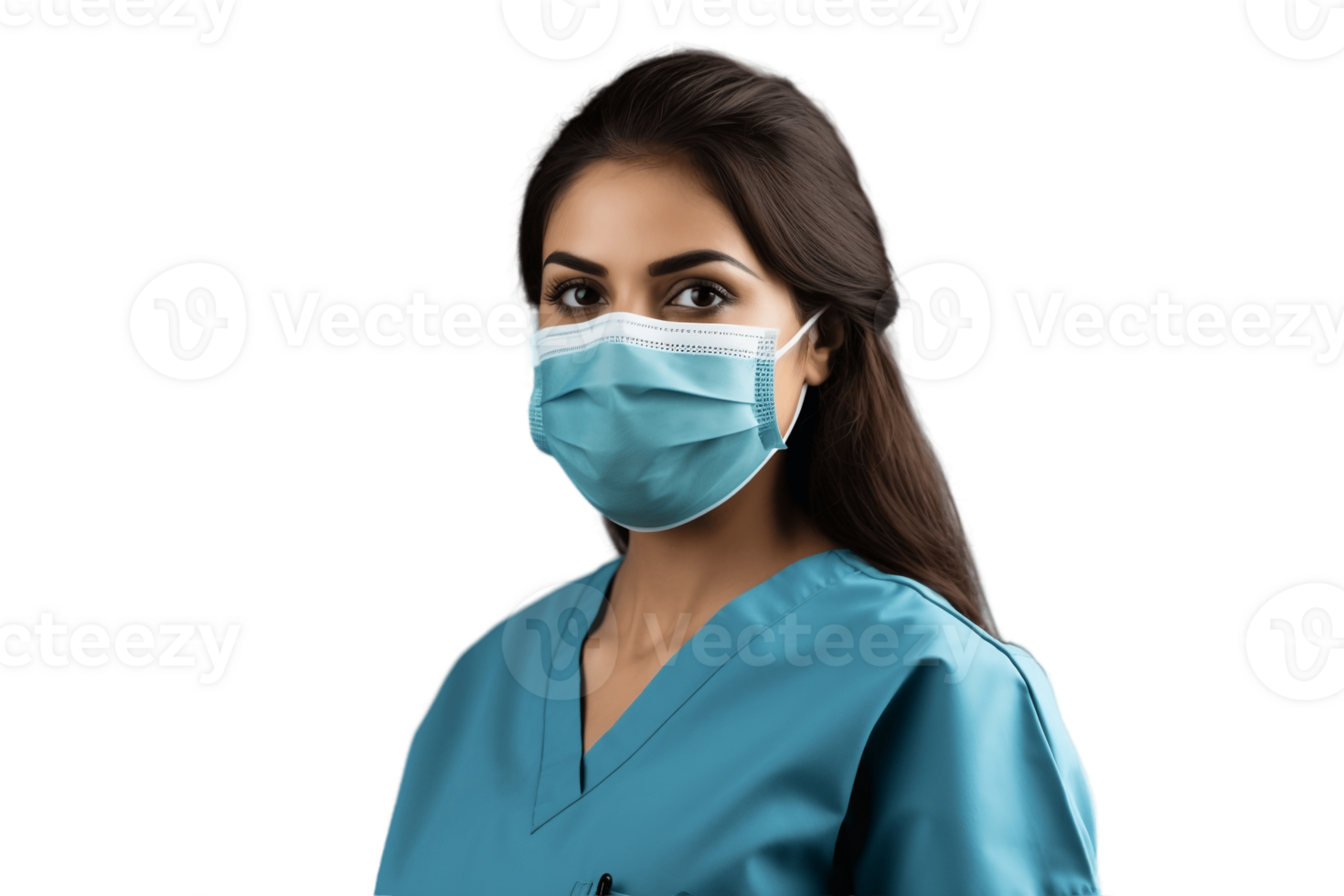 AI generated An Indian Nurse in Medical Scrub on Transparent Background. AI png