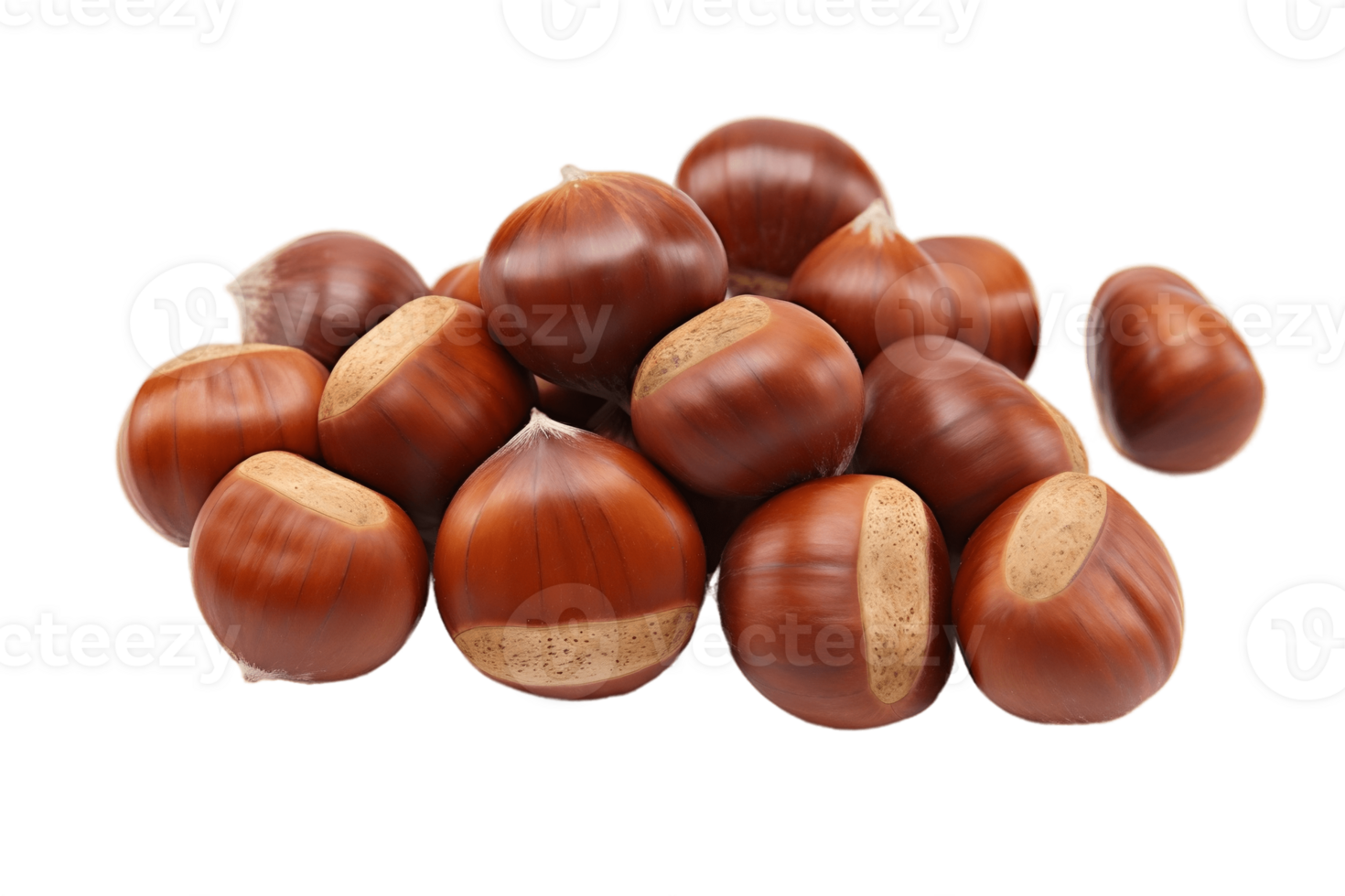 AI generated Chestnuts on Transparent Background. AI png