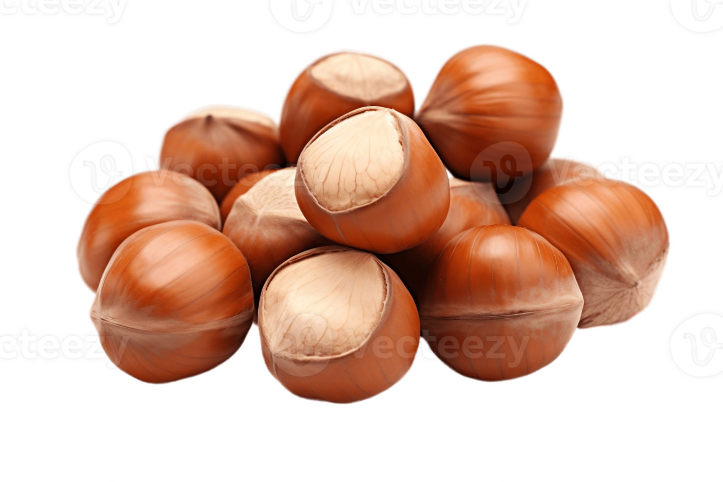 AI generated Hazelnut on Transparent Background. AI png