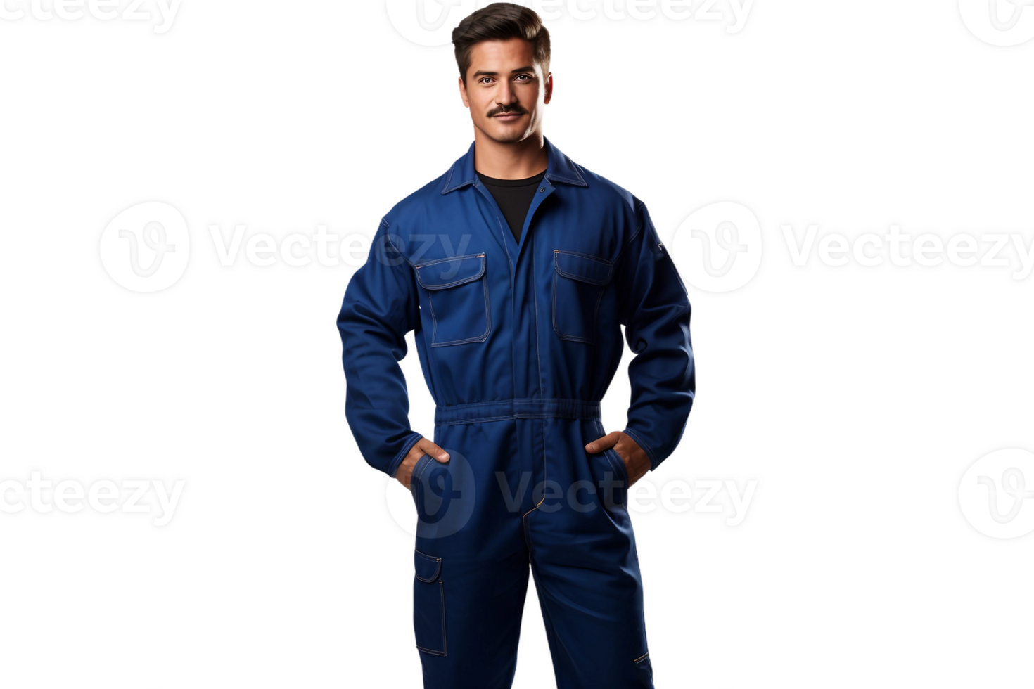 ai gegenereerd mannetje veld- arbeider in een mechanica jumpsuit met een transparant achtergrond. png